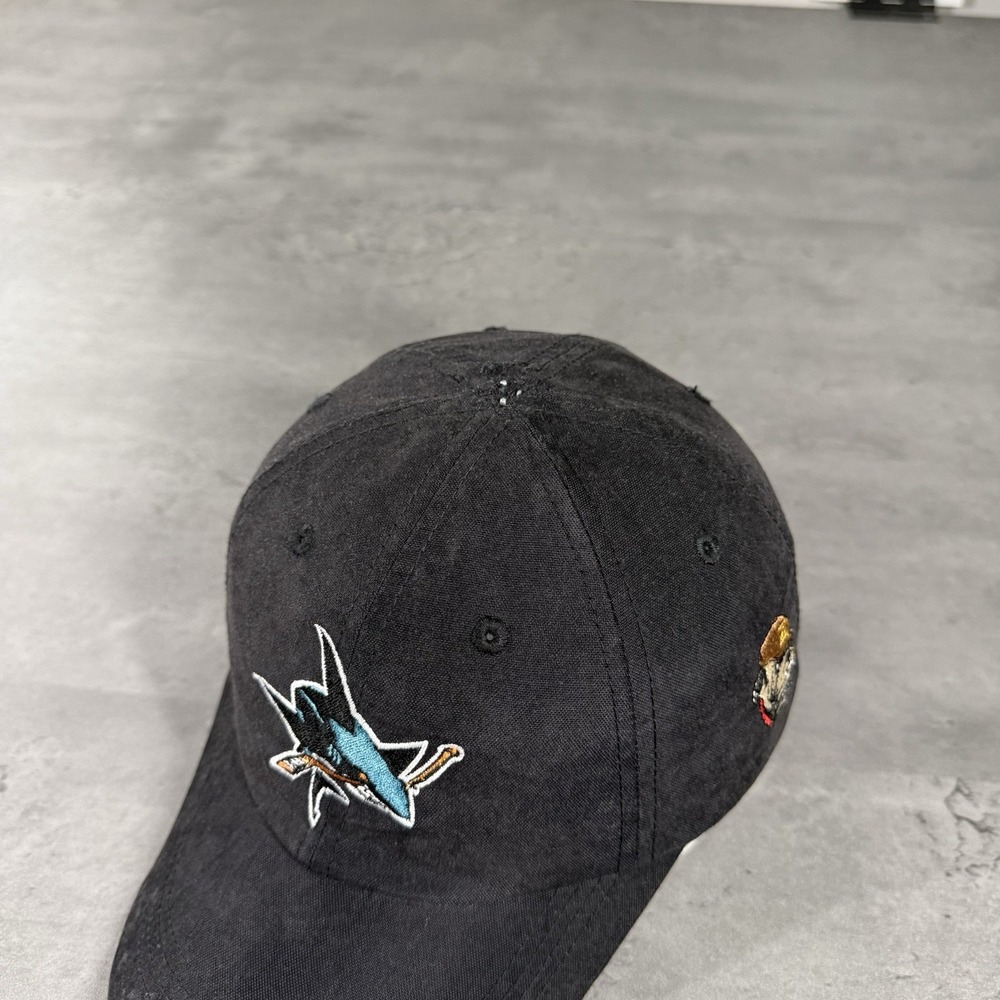 San Jose Sharks‎ Hat Black Low Profile Dad Cap Adjustable Strap Bulldog Concrete - Picture 2 of 8